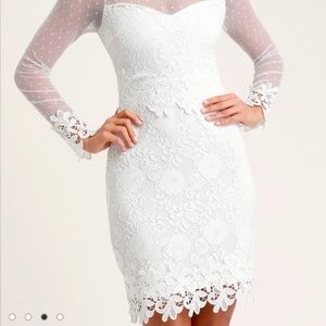 Lulu’s Lacey Lane White Lace Long Sleeve Dress